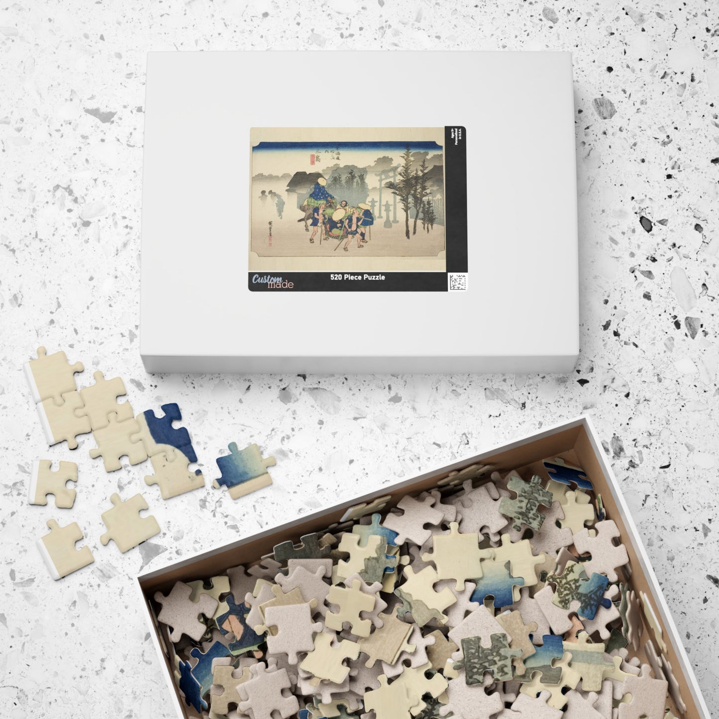 Ukiyo-e Jigsaw Puzzle (252, 520-piece): Mishima – “Morning Mist at Mishima” Tōkaidō Fifty-three Stations by Utagawa Hiroshige (1833)