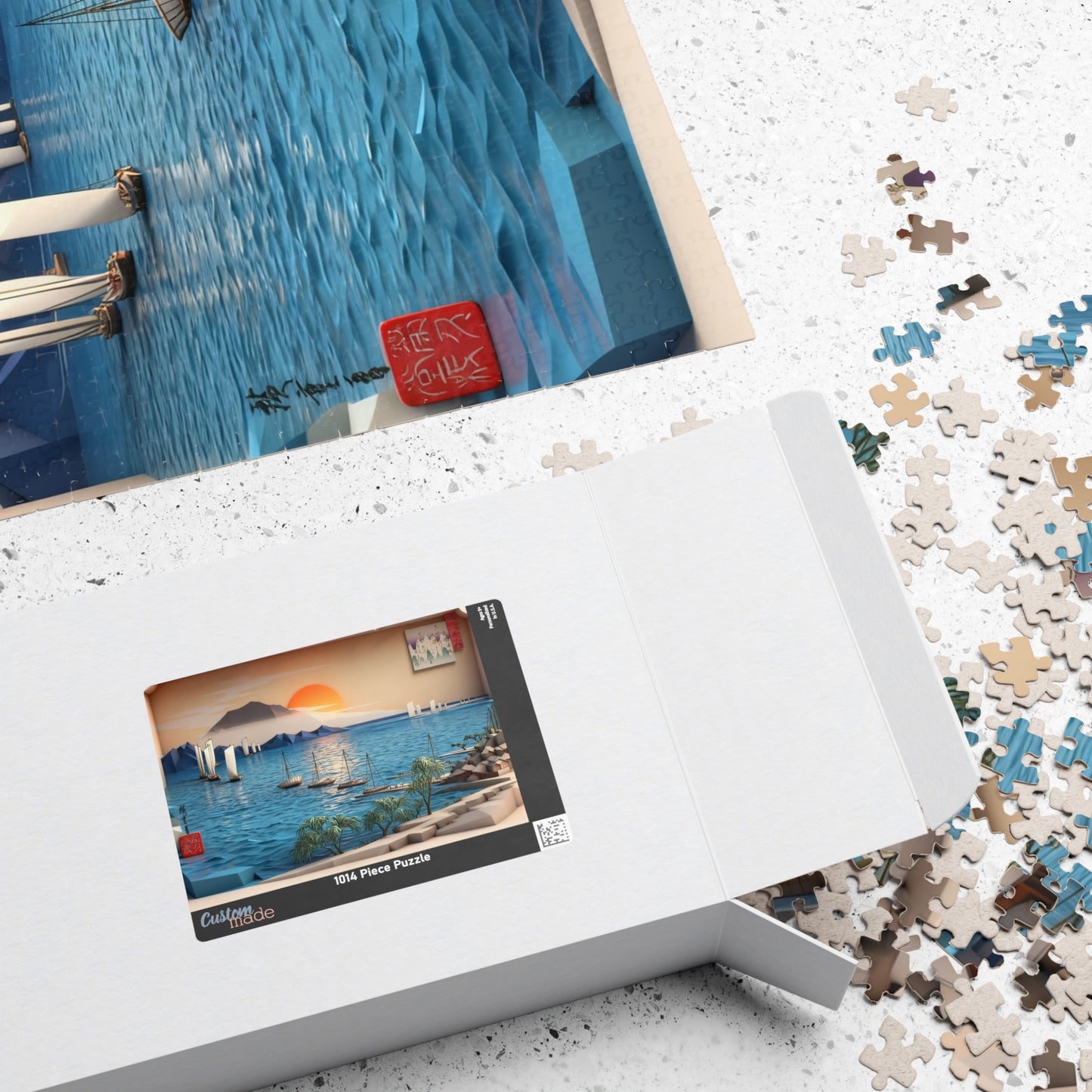 Hiroshige 3D Ukiyo-e Puzzle 1014 Piece, Japanese Edo Art | Returning Sails at Yabase