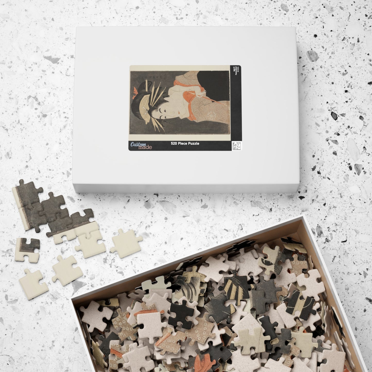 Ukiyo-e Jigsaw Puzzle (252 / 520-piece): Matsumoto Yonesaburō as Shinobu – Toshusai Sharaku | Kabuki Actor Portrait / Edo Ukiyo-e Art