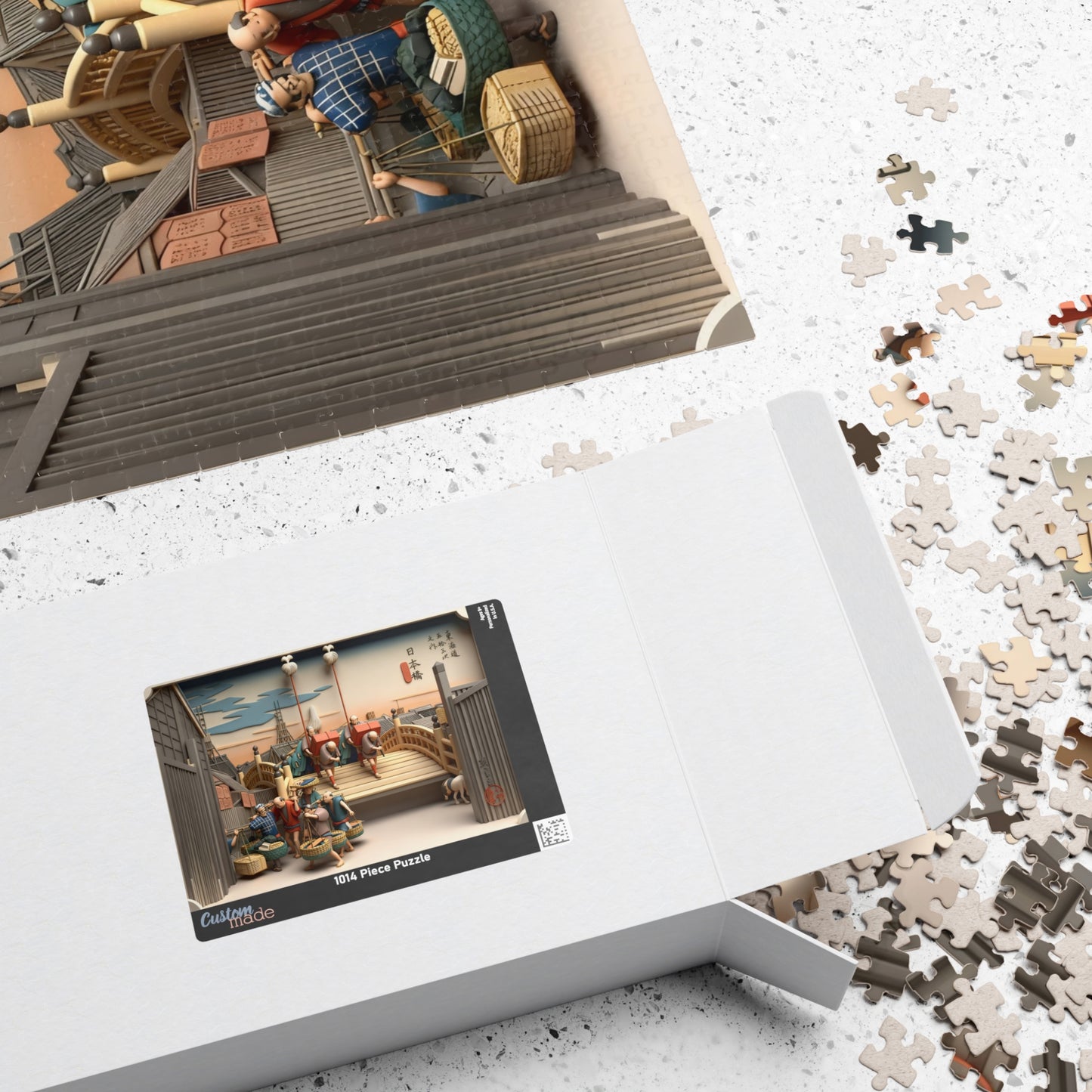 Hiroshige 3D Ukiyo-e Puzzle 1014 Piece, Japanese Edo Art | Nihonbashi Morning Scene at Nihon Bridge