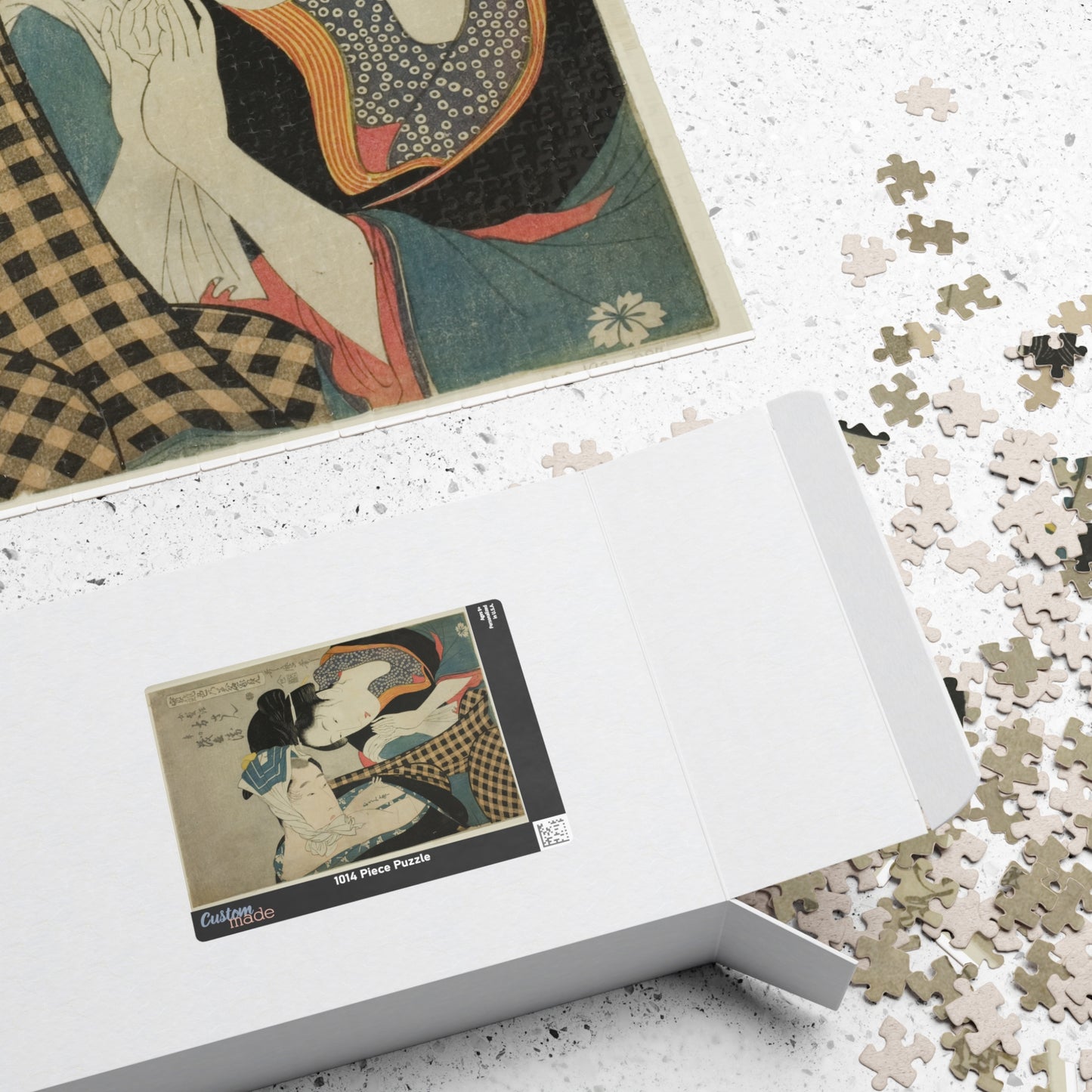 Ukiyo-e Jigsaw Puzzle (1014-piece): “A Test of Skill – The Headwaters of Amorousness (Irozato Misuji no Yomogizu)” by Kitagawa Utamaro | Edo Romantic Bijin-ga