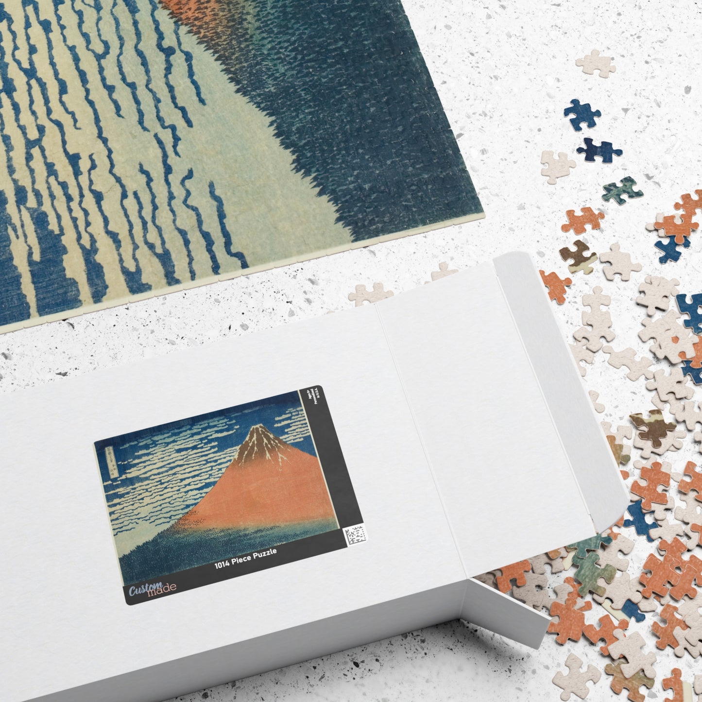 Ukiyo-e Jigsaw Puzzle (1014-piece) : Red Fuji – “A Mild Breeze on a Fine Day” by Katsushika Hokusai (1831) | Japanese Mount Fuji Art