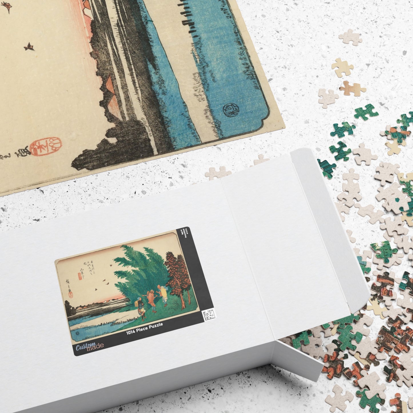 Ukiyo-e Jigsaw Puzzle (1014-piece): Mieji – “Fields and Distant Mountains” Sixty-nine Stations of the Kisokaidō by Utagawa Hiroshige (1830s)