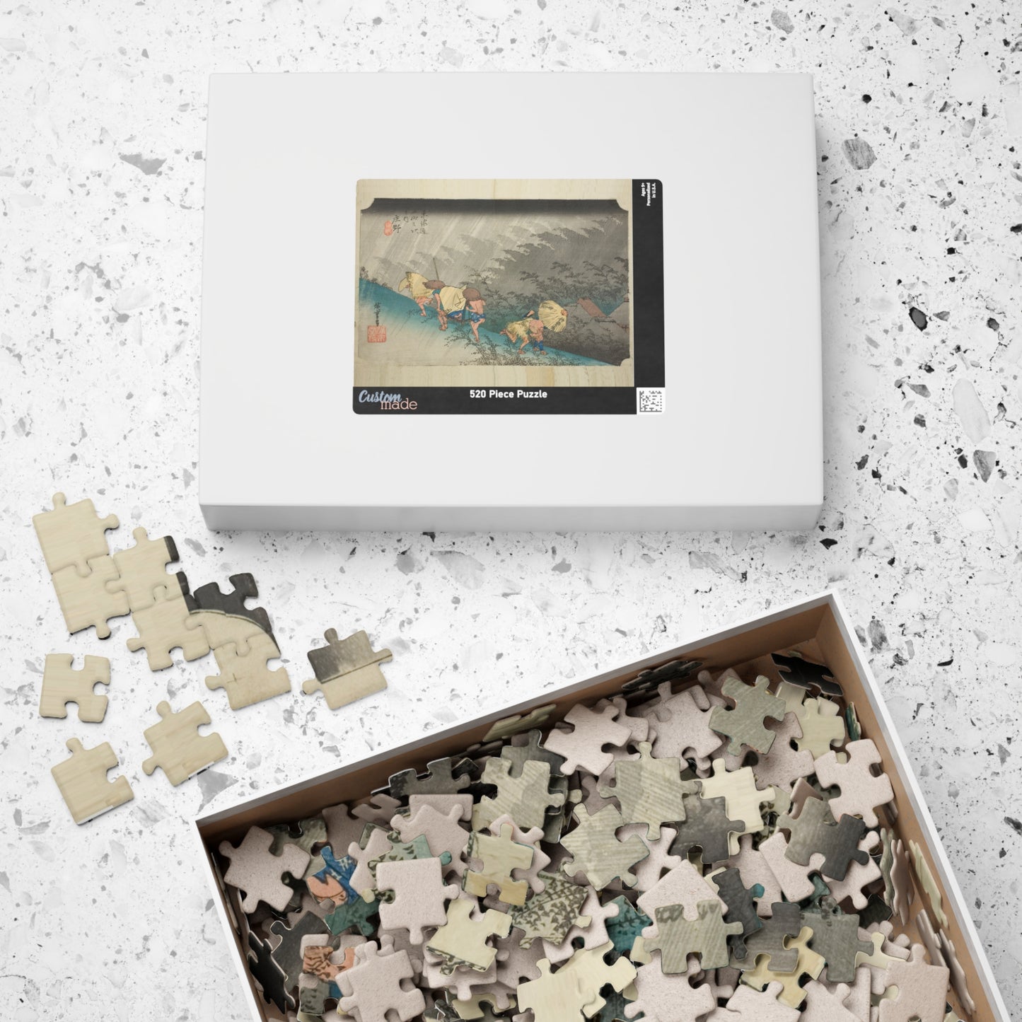 Ukiyo-e Jigsaw Puzzle (252 & 520-piece) – “Shōno: Driving Rain” from Tōkaidō Fifty-Three Stations by Utagawa Hiroshige (1833–1834)