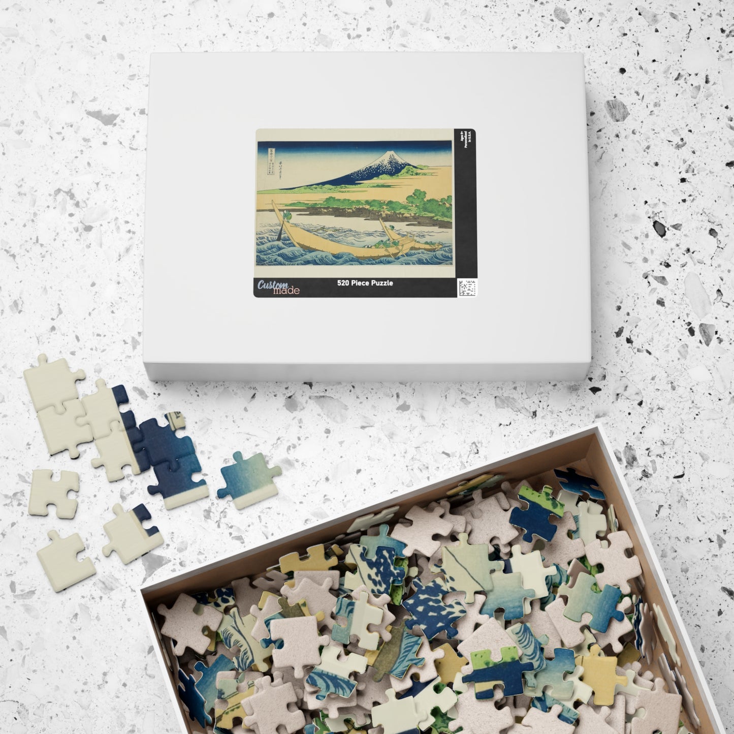 Ukiyo-e Jigsaw Puzzle (252, 520-piece) : Tagonoura Bay near Ejiri – Katsushika Hokusai | Coastal View of Mount Fuji