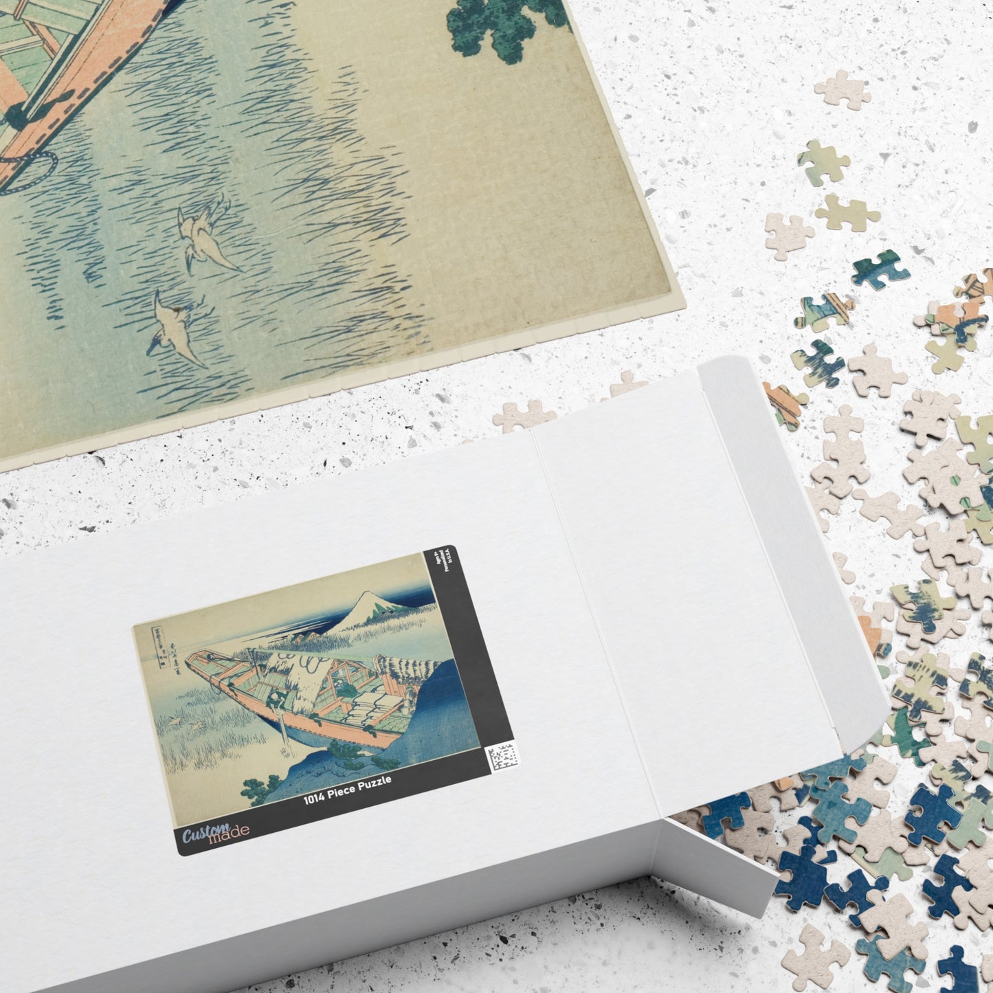 Ukiyo-e Jigsaw Puzzle (1014-piece) — “Ushibori in Hitachi Province” by Katsushika Hokusai (1830s) | Thirty-Six Views of Mount Fuji | Japanese Landscape Art