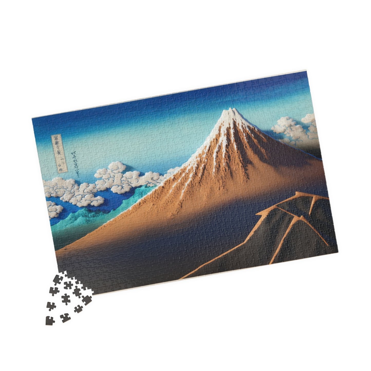 Hokusai 3D Ukiyo-e Puzzle 1014 Piece, Japanese Edo Art | Shower Below the Summit (Mt. Fuji)