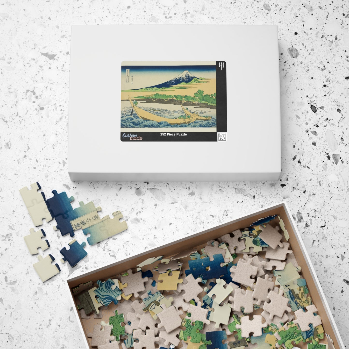 Ukiyo-e Jigsaw Puzzle (252, 520-piece) : Tagonoura Bay near Ejiri – Katsushika Hokusai | Coastal View of Mount Fuji