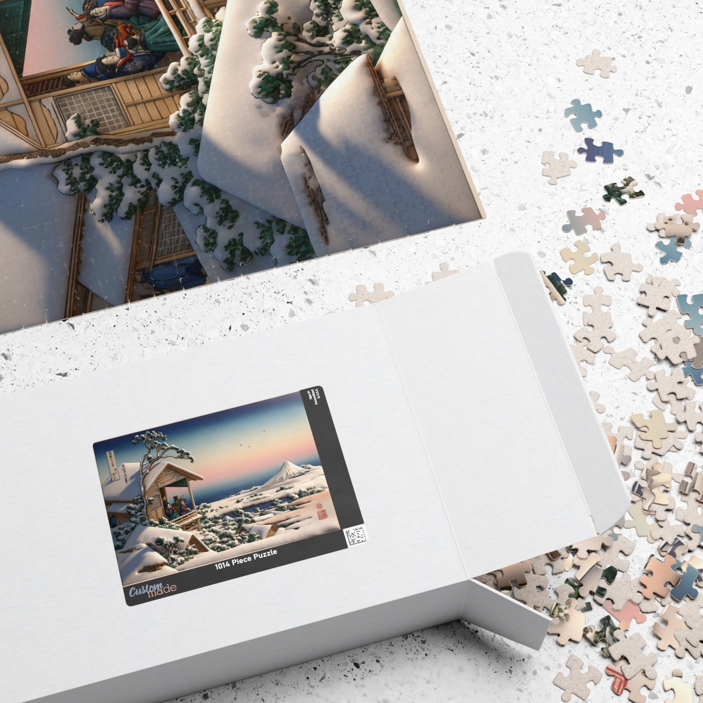 Hokusai 3D Ukiyo-e Puzzle 1014 Piece, Japanese Edo Art | Snowy Morning at Koishikawa