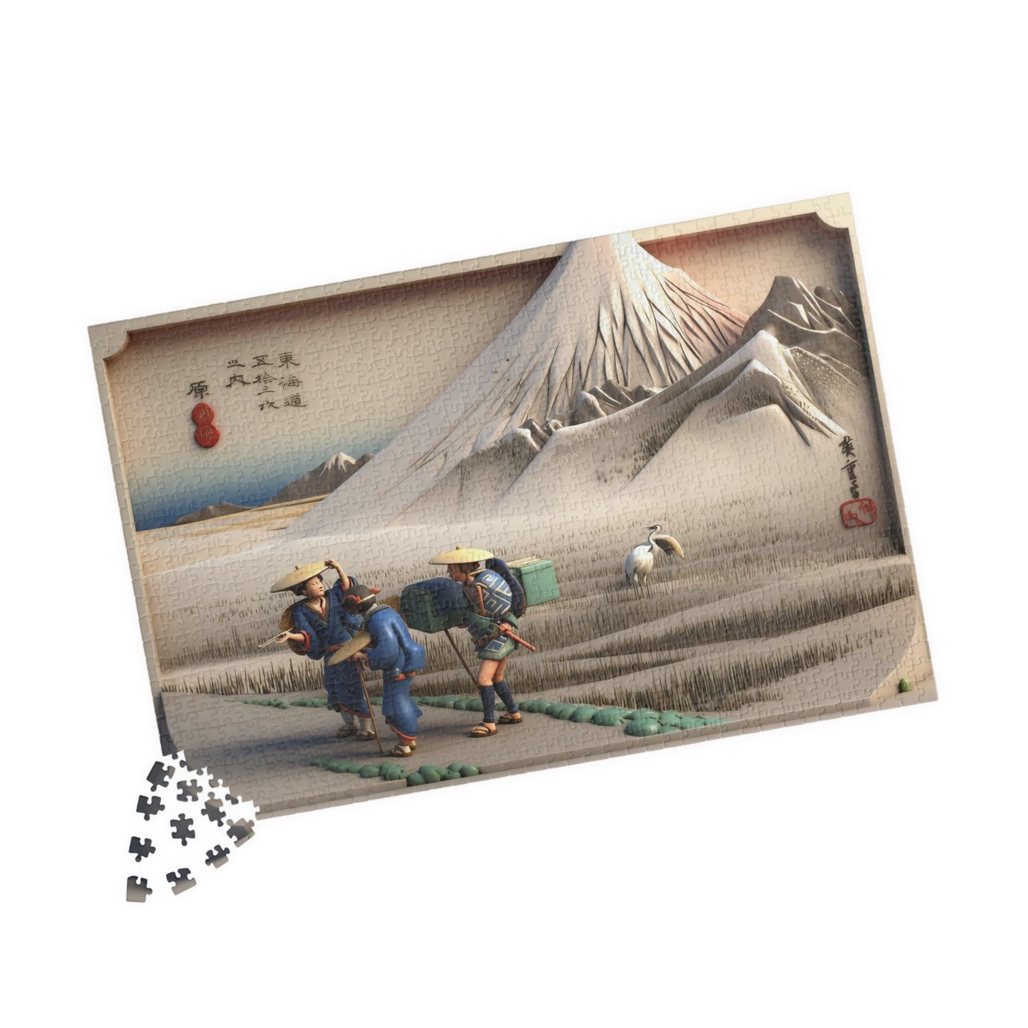 Hiroshige 3D Ukiyo-e Puzzle 1014 Piece, Japanese Edo Art | Hara Mount Fuji in the Morning