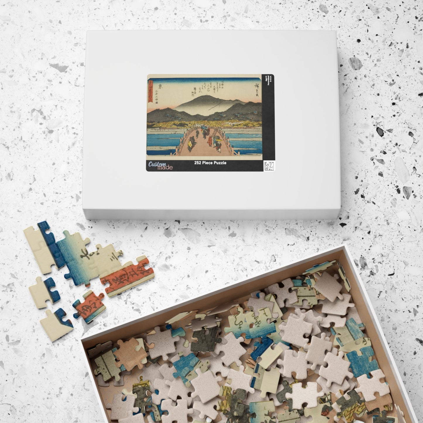 Ukiyo-e Jigsaw Puzzle (252, 520-piece): Kyoto – “The Great Bridge at Sanjo” Tōkaidō Fifty-three Stations by Utagawa Hiroshige (1833)