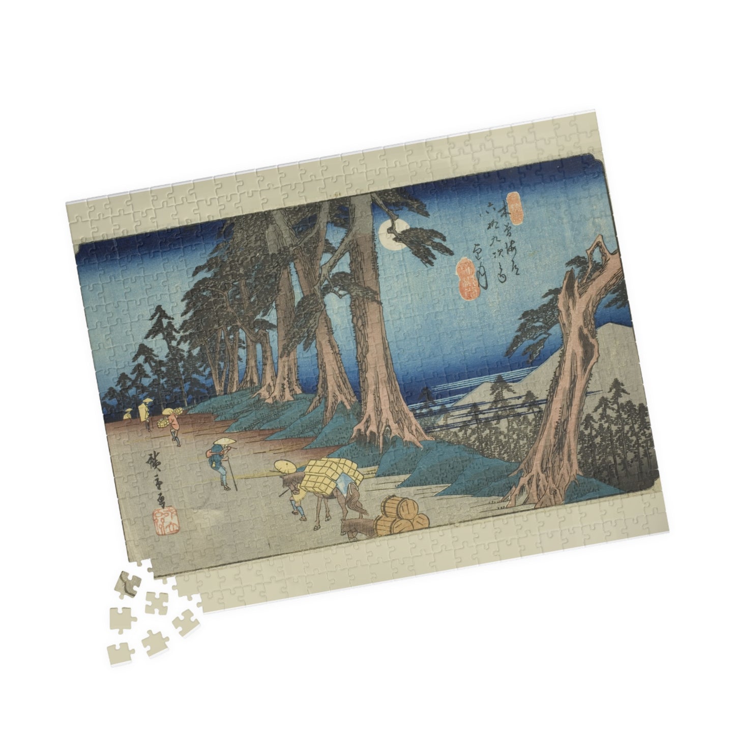 Ukiyo-e Jigsaw Puzzle (252, 520-piece): Mochizuki – “Mountain Pass at Dawn” Sixty-nine Stations of the Kisokaidō by Utagawa Hiroshige (1830s)