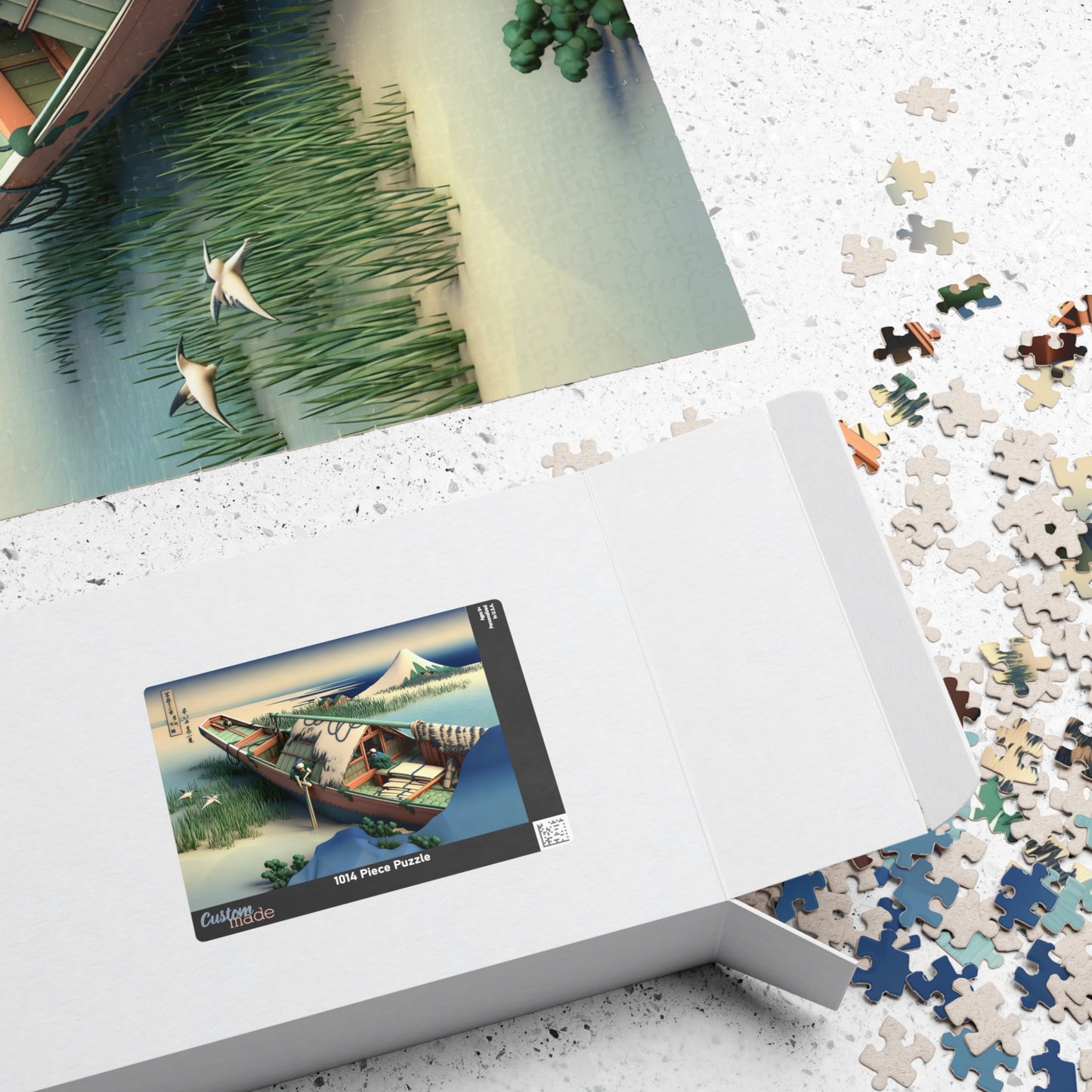 Hokusai 3D Ukiyo-e Puzzle 1014 Piece, Japanese Edo Art | Ushibori in Hitachi Province