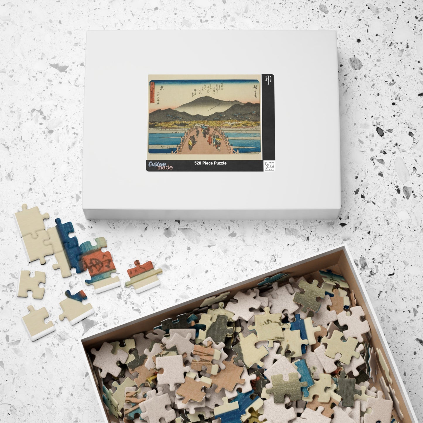 Ukiyo-e Jigsaw Puzzle (252, 520-piece): Kyoto – “The Great Bridge at Sanjo” Tōkaidō Fifty-three Stations by Utagawa Hiroshige (1833)