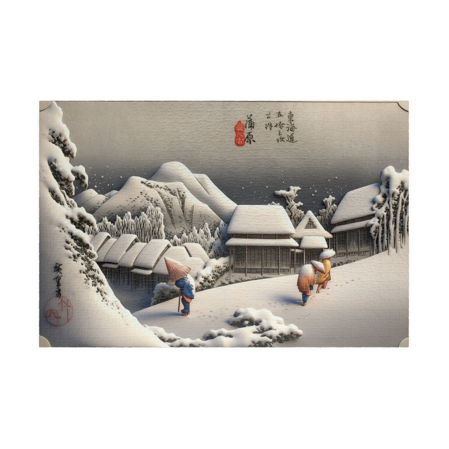 Hiroshige 3D Ukiyo-e Puzzle 1014 Piece, Japanese Edo Art | Kanbara Evening Snow on the Tōkaidō