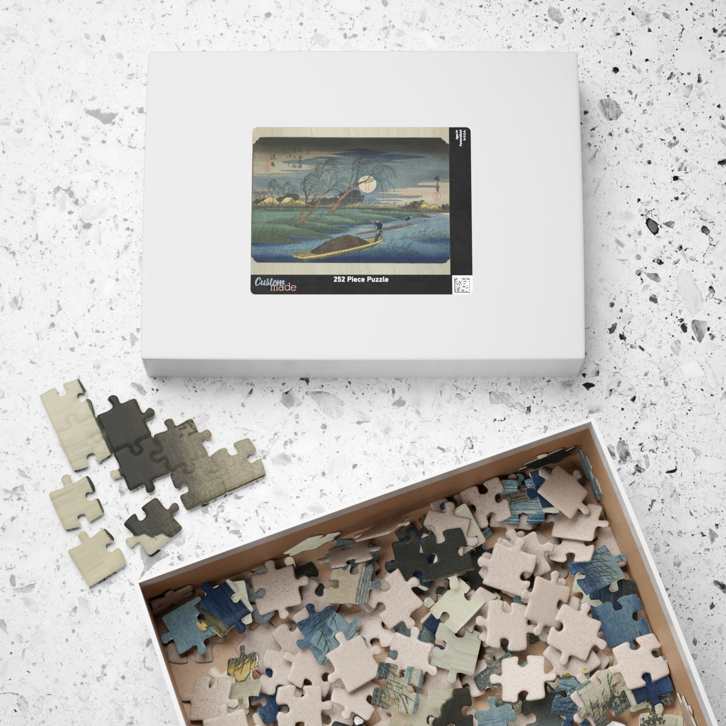 Ukiyo-e Jigsaw Puzzle (252 & 520 pcs) — “Seba at Moonlit River” from the Sixty-Nine Stations of the Kiso Kaidō by Utagawa Hiroshige