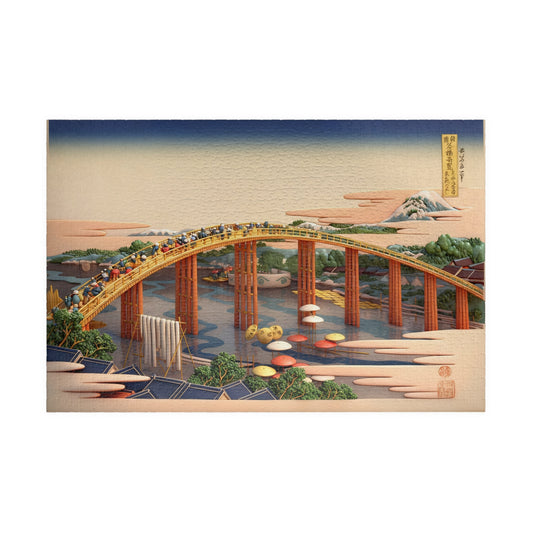 Hokusai 3D Ukiyo-e Puzzle 1014 Piece, Japanese Edo Art | Yahagi Bridge at Okazaki