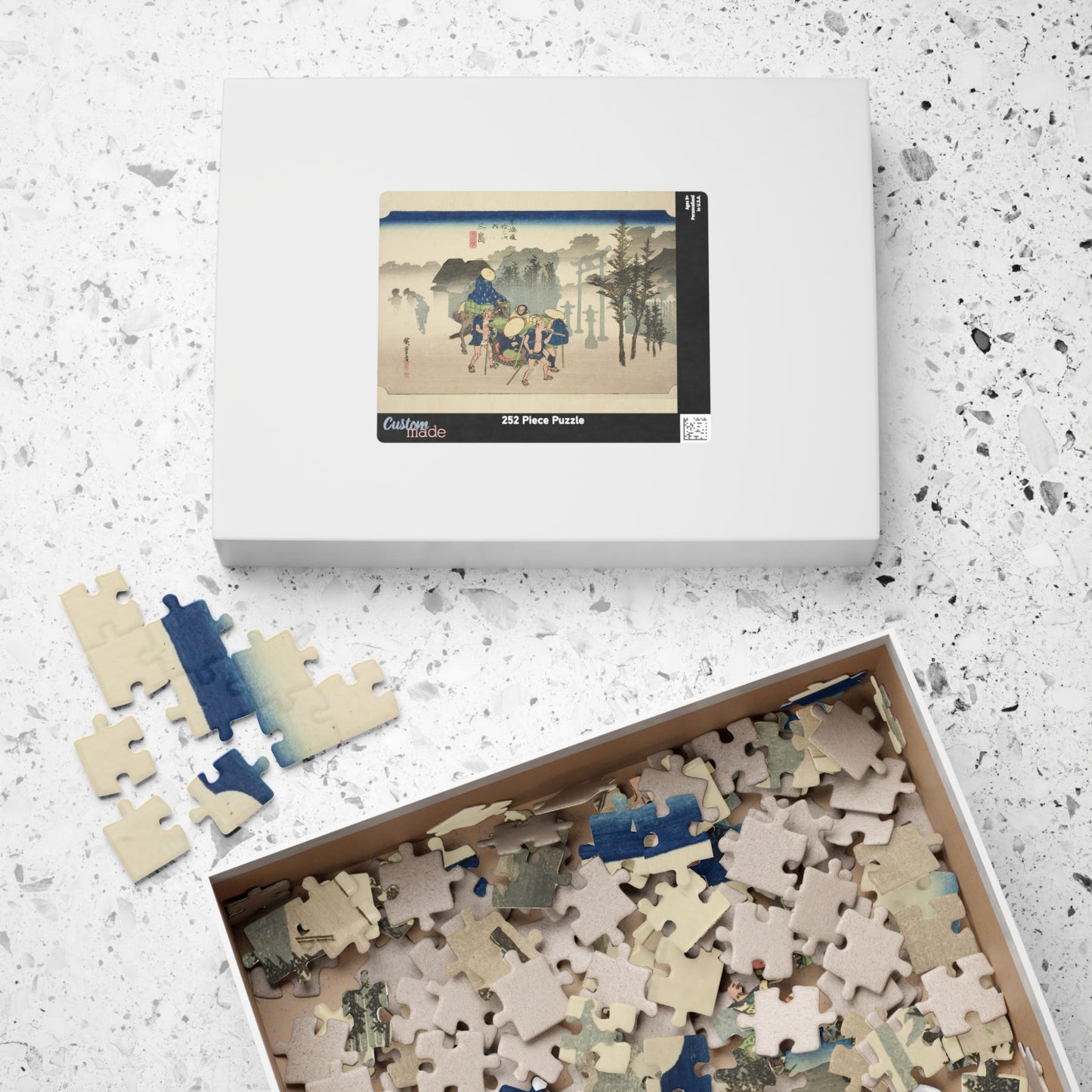 Ukiyo-e Jigsaw Puzzle (252, 520-piece): Mishima – “Morning Mist at Mishima” Tōkaidō Fifty-three Stations by Utagawa Hiroshige (1833)