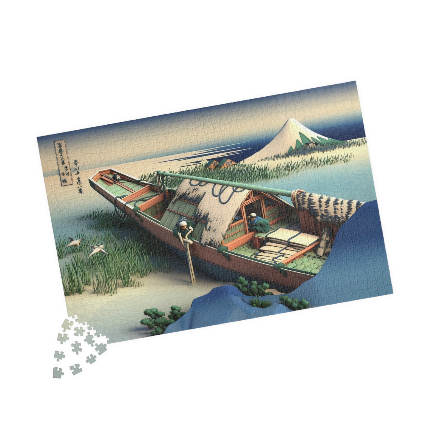 Hokusai 3D Ukiyo-e Puzzle 1014 Piece, Japanese Edo Art | Ushibori in Hitachi Province
