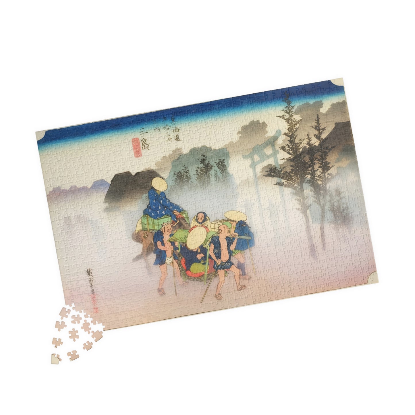 Hiroshige Ukiyo-e Puzzle 1014 Piece, Japanese Edo Art | Mishima Morning Mist at Mishima