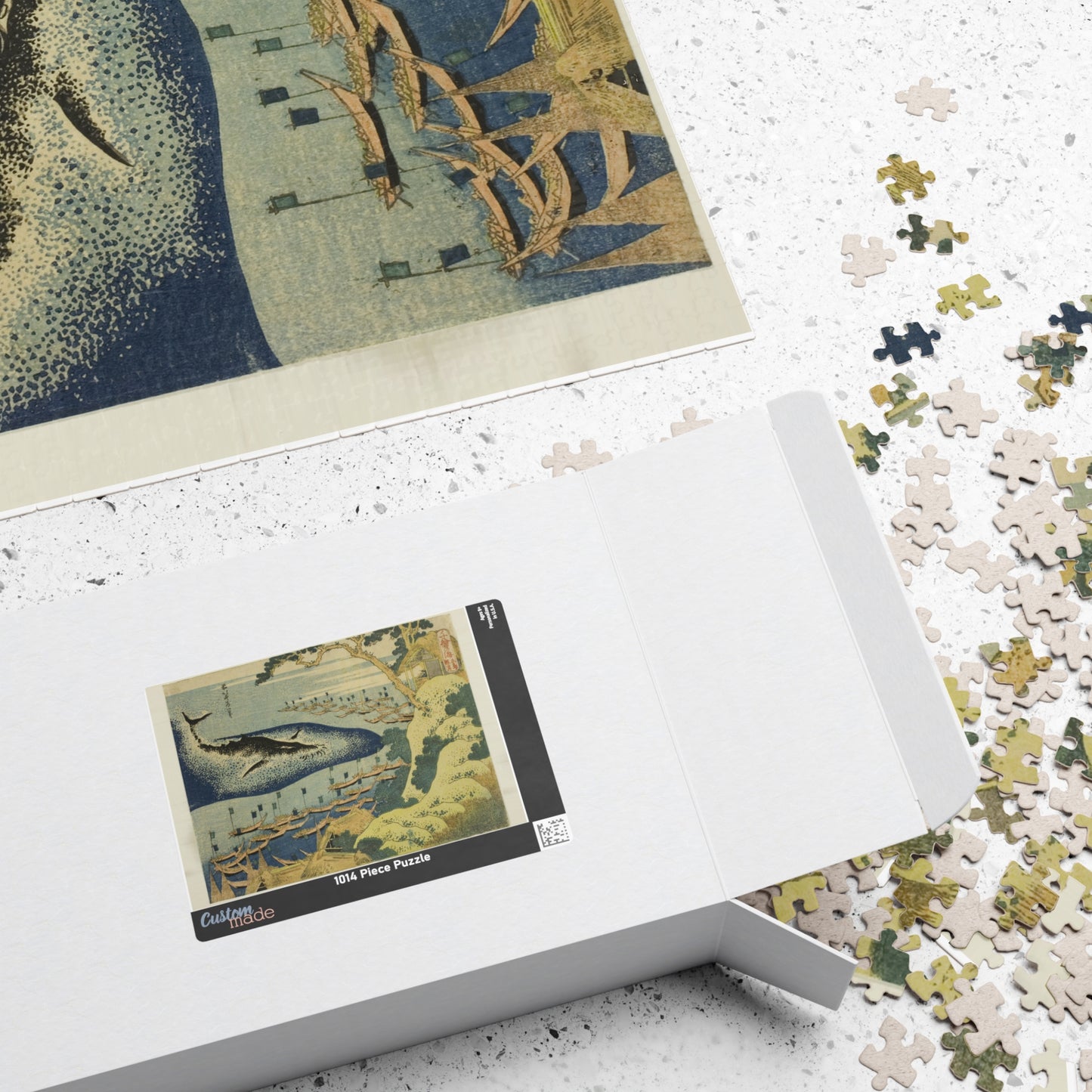 Ukiyo-e Jigsaw Puzzle (1014-piece) : Whaling off the Goto Islands – Katsushika Hokusai | Dramatic Sea & Nature