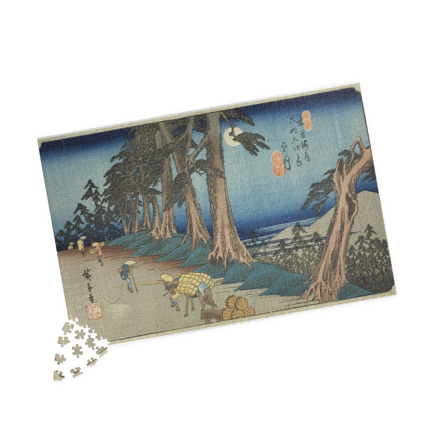 Ukiyo-e Jigsaw Puzzle (1014-piece): Mochizuki – “Mountain Pass at Dawn” Sixty-nine Stations of the Kisokaidō by Utagawa Hiroshige (1830s)