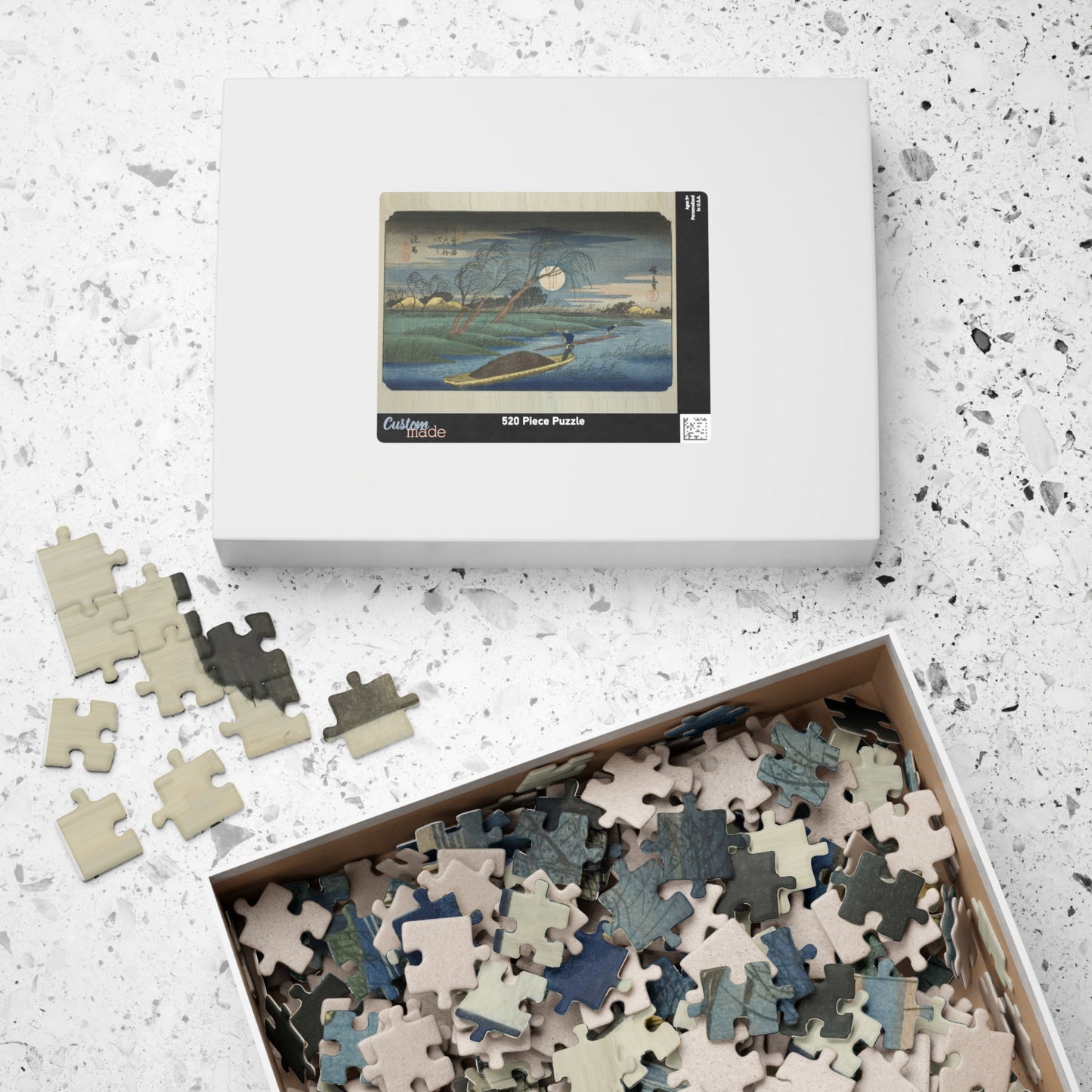 Ukiyo-e Jigsaw Puzzle (252 & 520 pcs) — “Seba at Moonlit River” from the Sixty-Nine Stations of the Kiso Kaidō by Utagawa Hiroshige