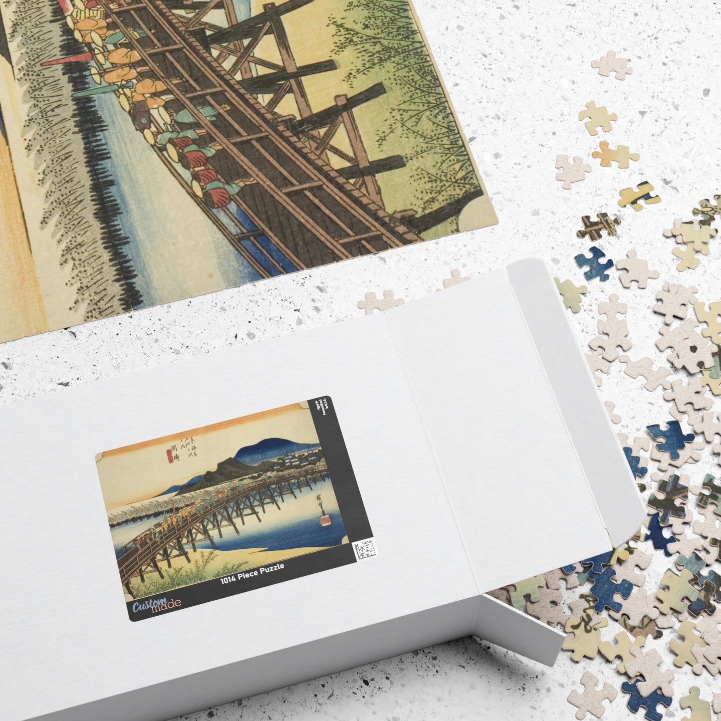 Ukiyo-e Jigsaw Puzzle (1014 pcs) — “Okazaki: Yahagi Bridge on the Tōkaidō” by Utagawa Hiroshige | Japanese Edo Landscape Puzzle