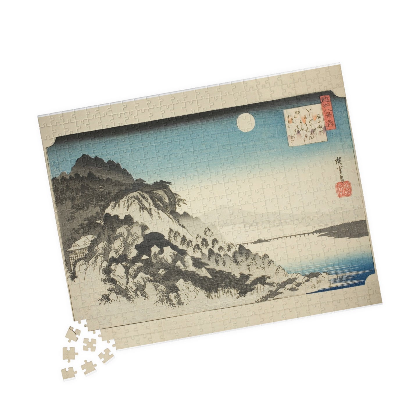 Ukiyo-e Jigsaw Puzzle (252 / 520-piece): Autumn Moon at Ishiyama – Utagawa Hiroshige | Ōmi Eight Views / Japanese Landscape Art