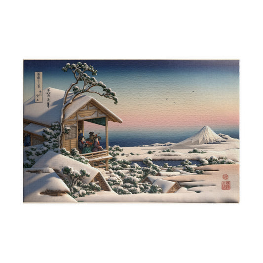 Hokusai 3D Ukiyo-e Puzzle 1014 Piece, Japanese Edo Art | Snowy Morning at Koishikawa
