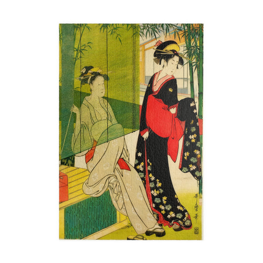 Utamaro Ukiyo-e Puzzle 1014 Piece, Background Variation, Japanese Edo Art | Drying and Stretching Cloth
