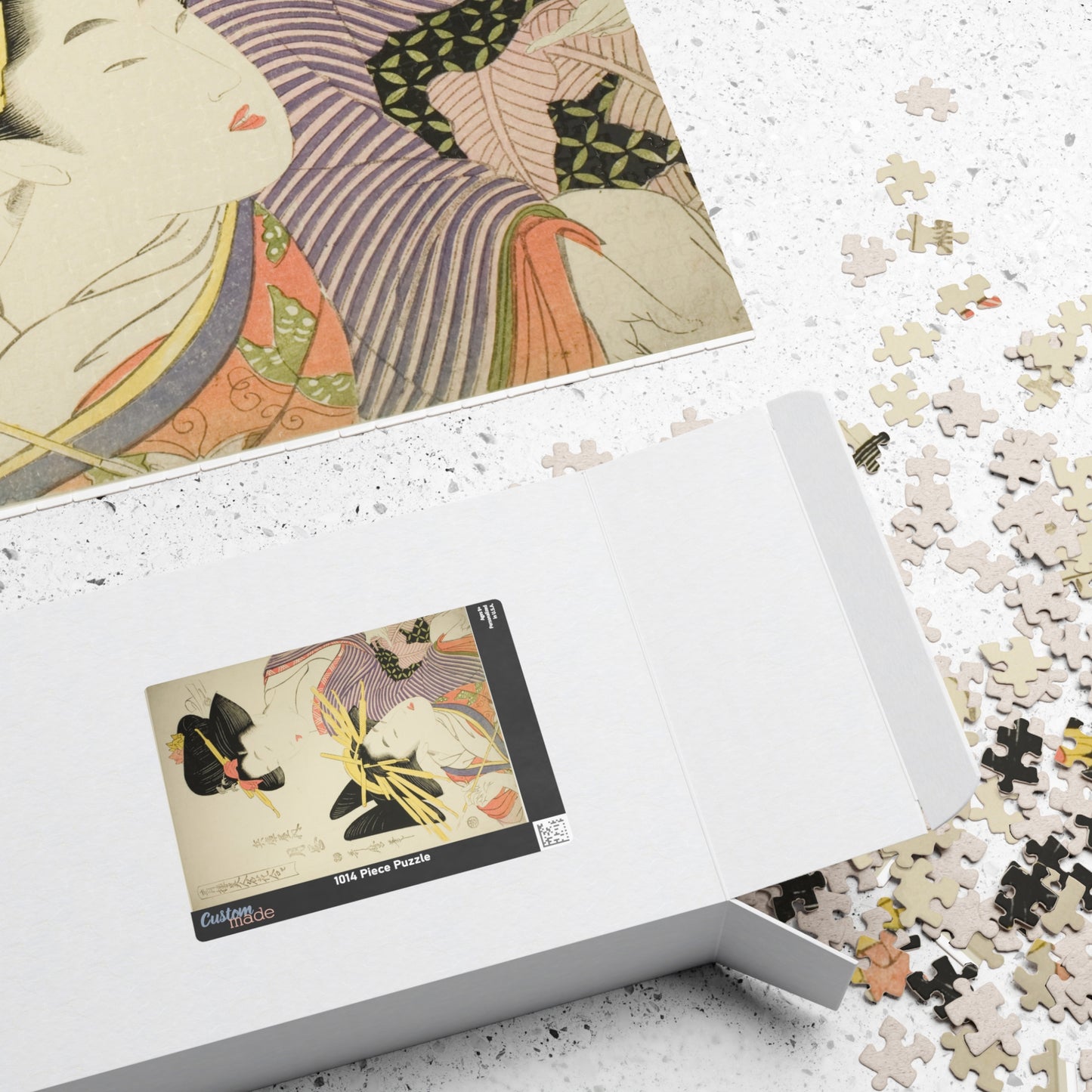 Ukiyo-e Jigsaw Puzzle (1014-piece): “Tsukioka of the Hyogoya” by Kitagawa Utamaro | Oiran & Kamuro / Edo Bijin-ga Beauty Art