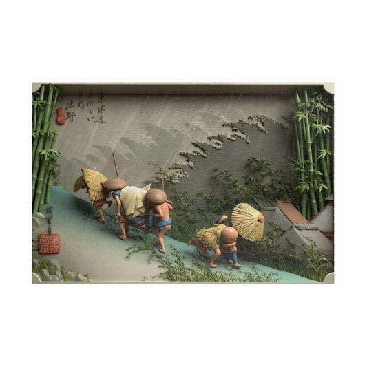 Hiroshige 3D Ukiyo-e Puzzle 1014 Piece, Japanese Edo Art | Shōno Driving Rain