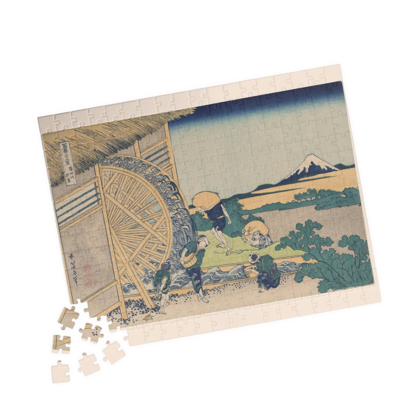 Ukiyo-e Jigsaw Puzzle (252, 520-piece) : Waterwheel at Onden – Katsushika Hokusai | Rural Life & Mount Fuji