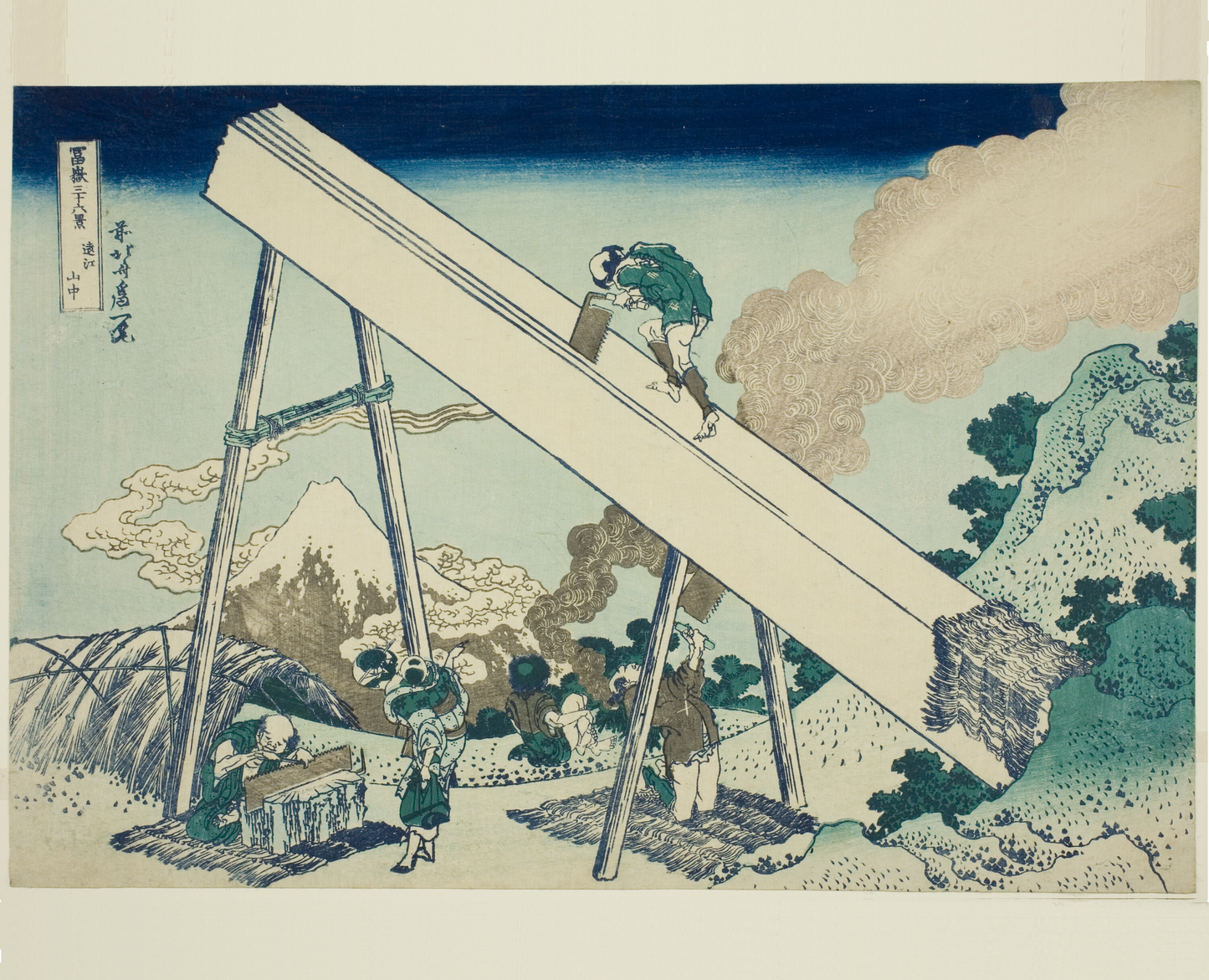 Ukiyo-e Jigsaw Puzzle (252, 520-piece) : In the Mountains of Totomi Province – Katsushika Hokusai (1831) | Mount Fuji / Japanese Woodblock Art