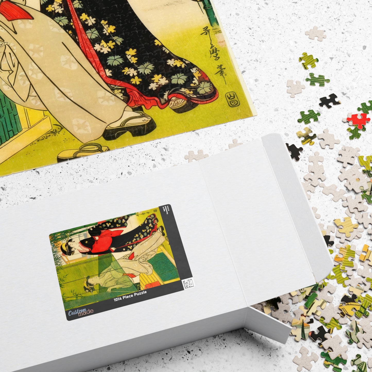Utamaro Ukiyo-e Puzzle 1014 Piece, Background Variation, Japanese Edo Art | Drying and Stretching Cloth