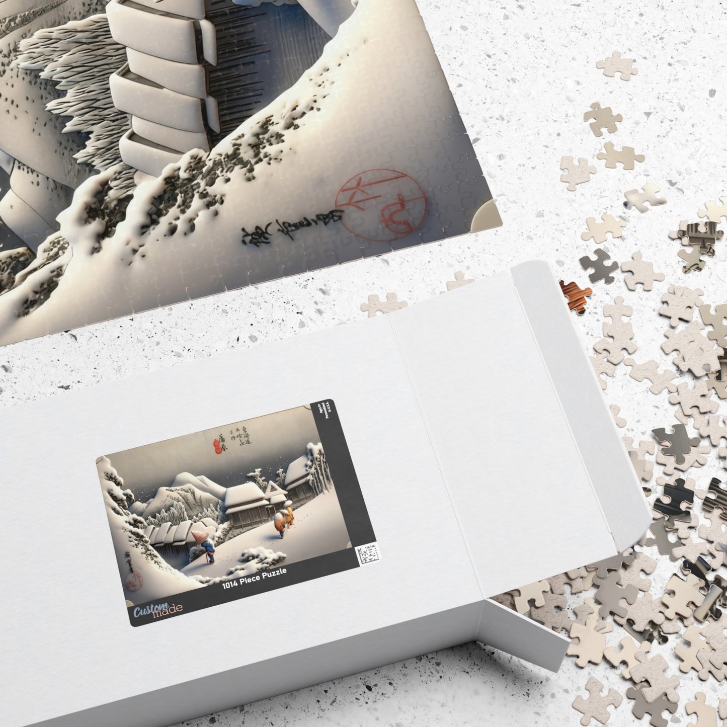 Hiroshige 3D Ukiyo-e Puzzle 1014 Piece, Japanese Edo Art | Kanbara Evening Snow on the Tōkaidō