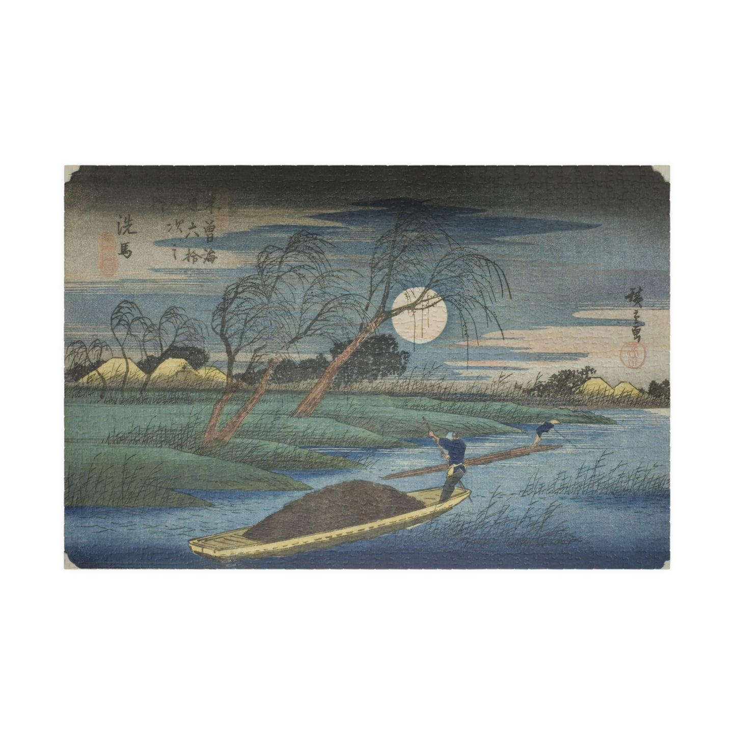 Ukiyo-e Jigsaw Puzzle (1014 pcs) — “Seba at Moonlit River” from the Sixty-Nine Stations of the Kiso Kaidō by Utagawa Hiroshige