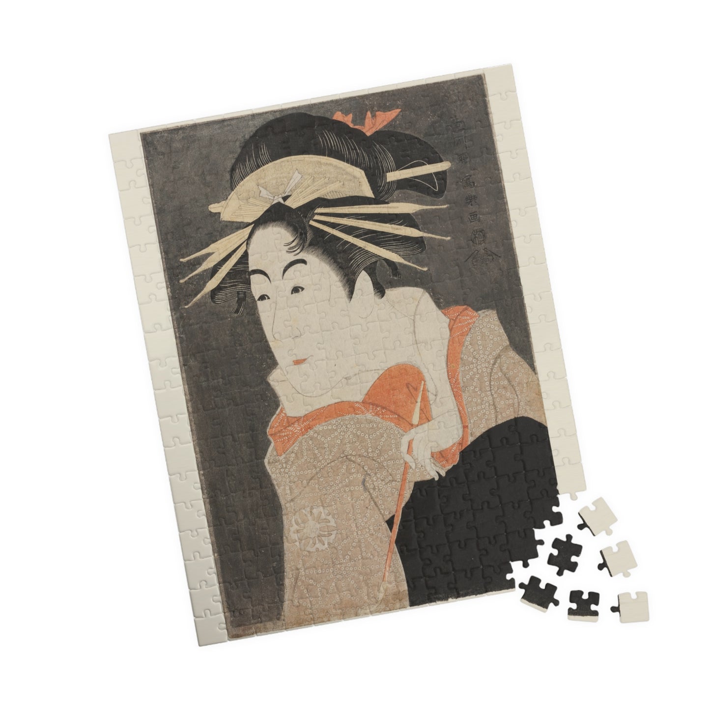 Ukiyo-e Jigsaw Puzzle (252 / 520-piece): Matsumoto Yonesaburō as Shinobu – Toshusai Sharaku | Kabuki Actor Portrait / Edo Ukiyo-e Art