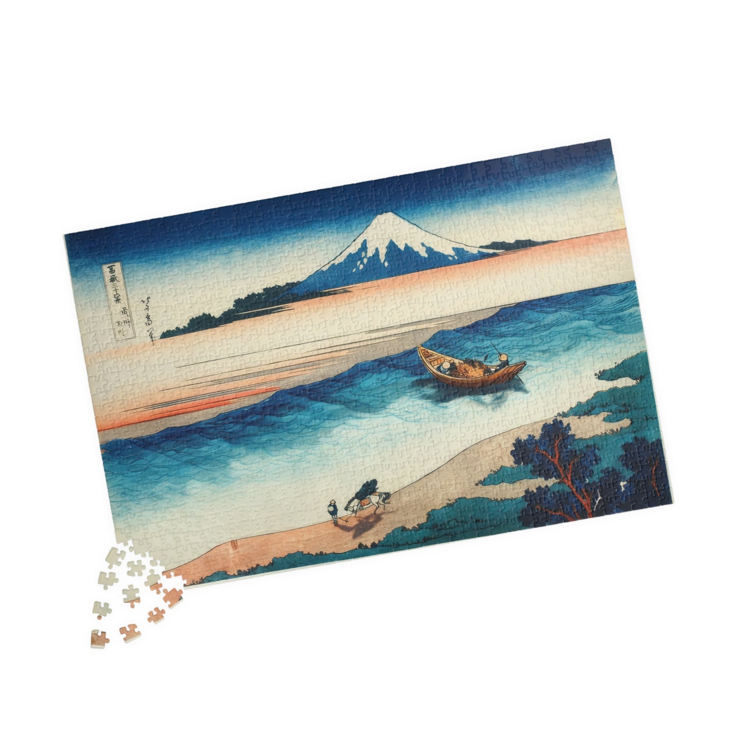 Hokusai 3D Ukiyo-e Puzzle 1014 Piece, Japanese Edo Art | Tama River in Musashi Province