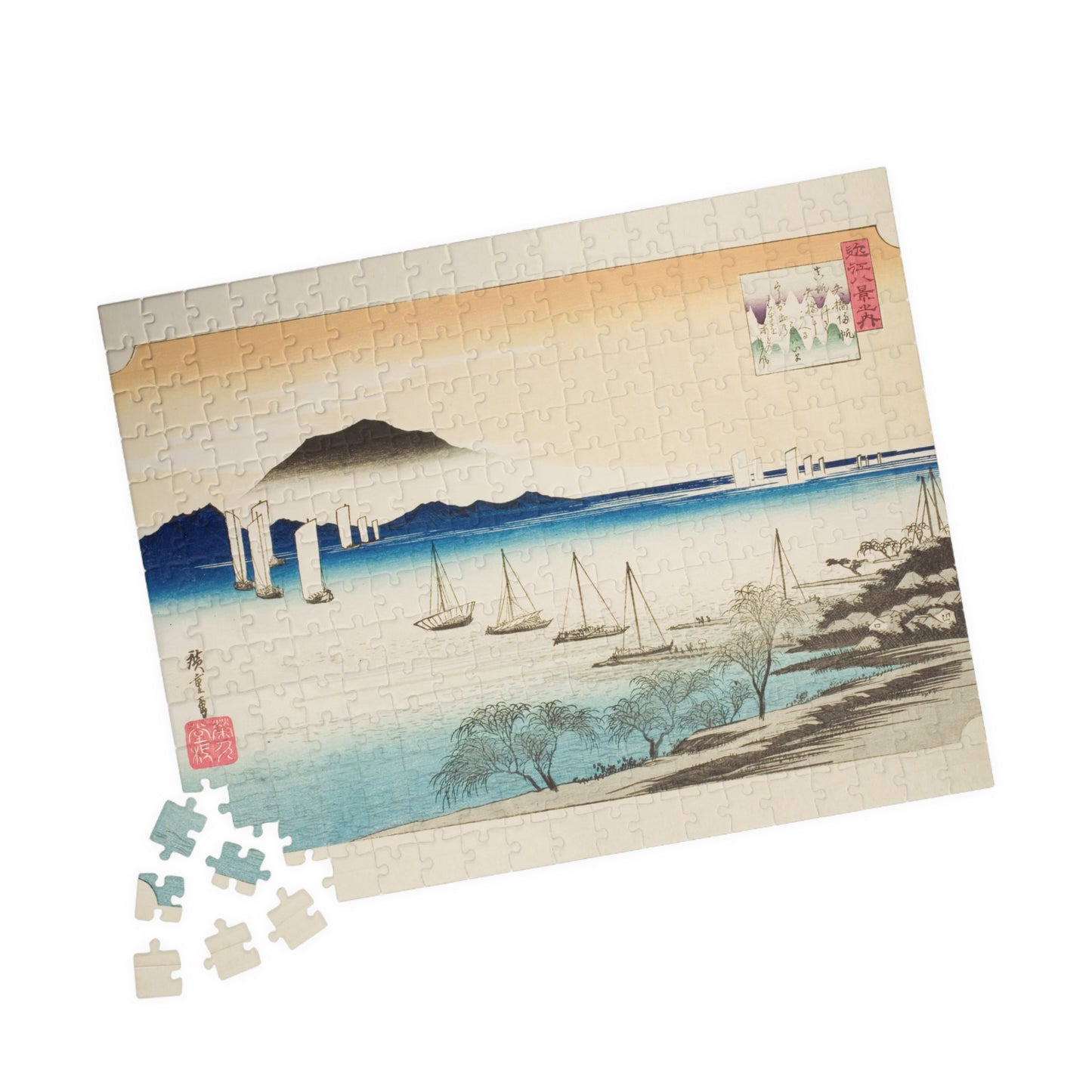 Ukiyo-e Jigsaw Puzzle (252, 520-piece) : Returning Sails at Yabase by Utagawa Hirishige