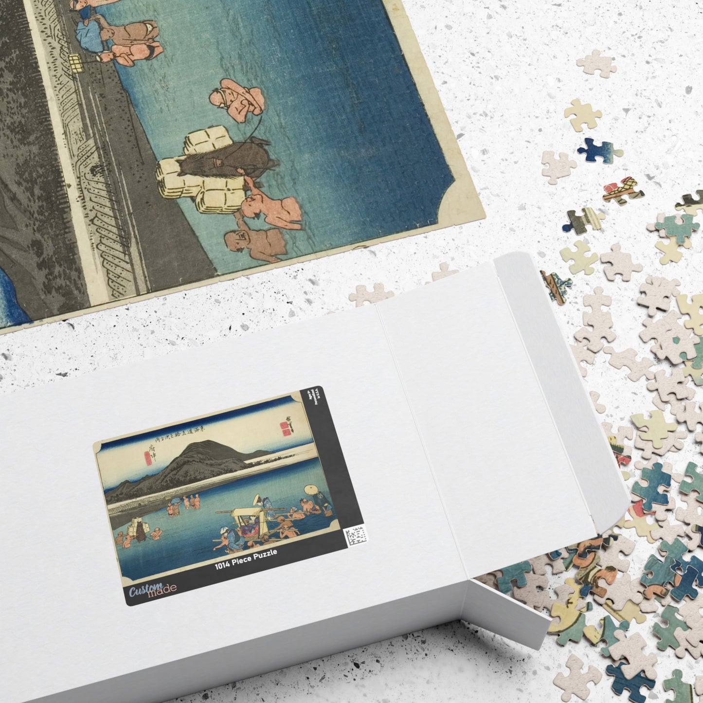 Ukiyo-e Jigsaw Puzzle (1014-piece): Fuchū – “Crossing the Abe River” Tōkaidō Fifty-three Stations by Utagawa Hiroshige (1833)