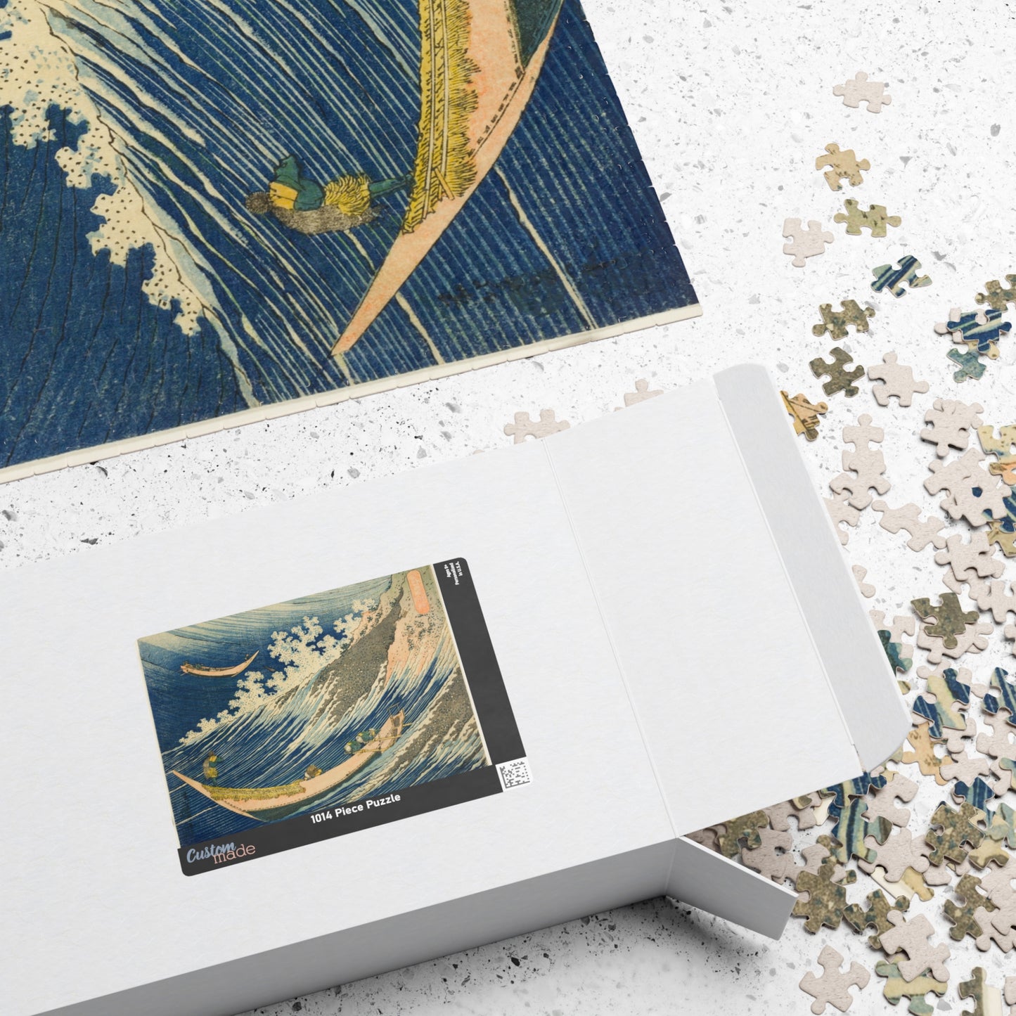 Ukiyo-e Jigsaw Puzzle (1014-piece) : Fishing Boats at Chōshi – Katsushika Hokusai (1831) | Thirty-six Views of Mount Fuji / Japanese Art