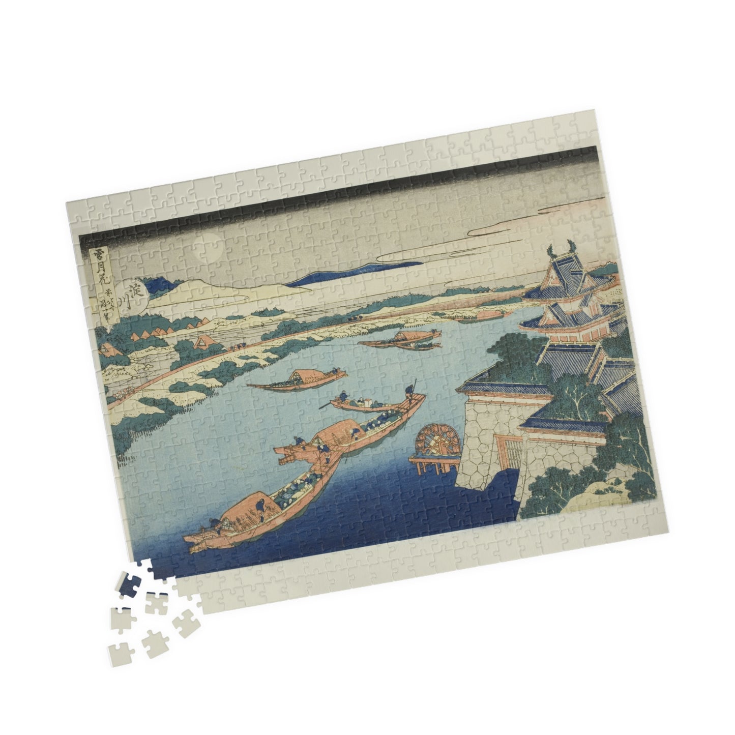 Ukiyo-e Jigsaw Puzzle (252, 520-piece) : Moonlight on the Yodo River – Katsushika Hokusai | Night Landscape of Osaka