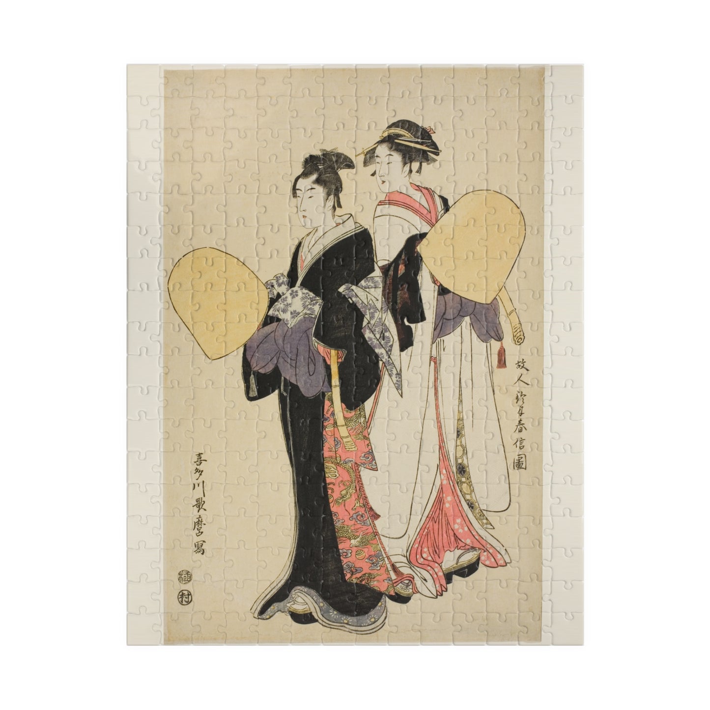 Ukiyo-e Jigsaw Puzzle (252 / 520-piece): “Hōnin Suzuharunobu-zu” by Kitagawa Utamaro | Edo Bijin-ga / Romantic Courtesan Portrait Art