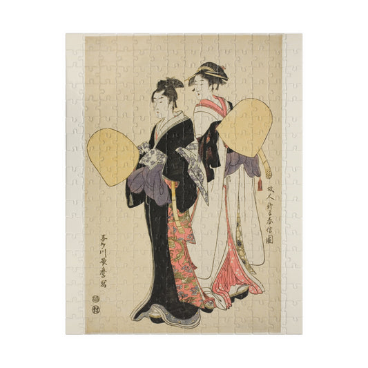 Ukiyo-e Jigsaw Puzzle (252 / 520-piece): “Hōnin Suzuharunobu-zu” by Kitagawa Utamaro | Edo Bijin-ga / Romantic Courtesan Portrait Art