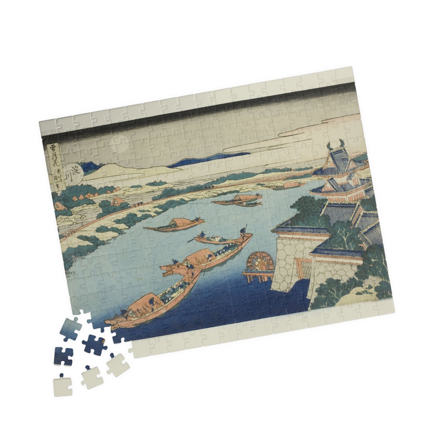 Ukiyo-e Jigsaw Puzzle (252, 520-piece) : Moonlight on the Yodo River – Katsushika Hokusai | Night Landscape of Osaka