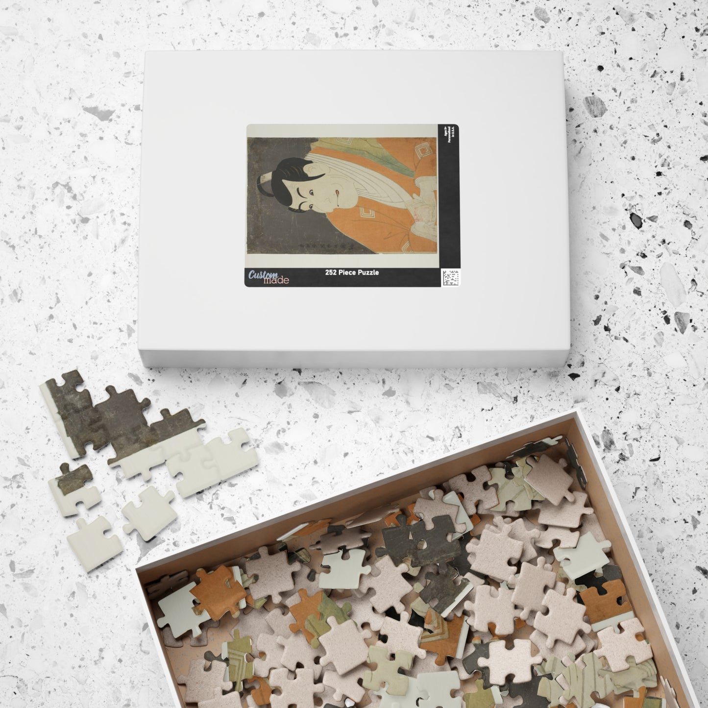 Ukiyo-e Jigsaw Puzzle (252 / 520-piece): Ichikawa Ebizō IV as Takemura Sadanoshin – Toshusai Sharaku | Kabuki Actor Portrait / Edo Ukiyo-e Art