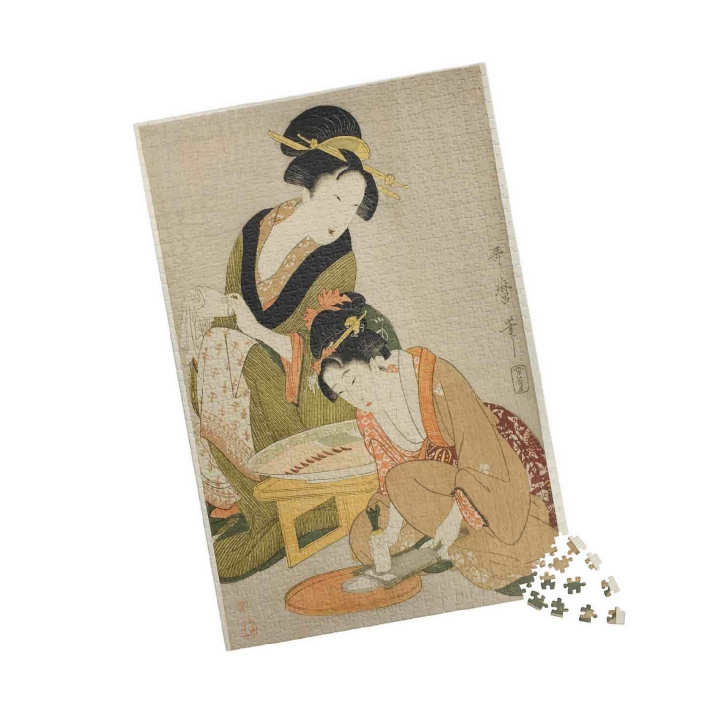 Ukiyo-e Jigsaw Puzzle (1014-piece): “Preparing a Meal” by Kitagawa Utamaro | Edo Bijin-ga / Courtesans in Everyday Life