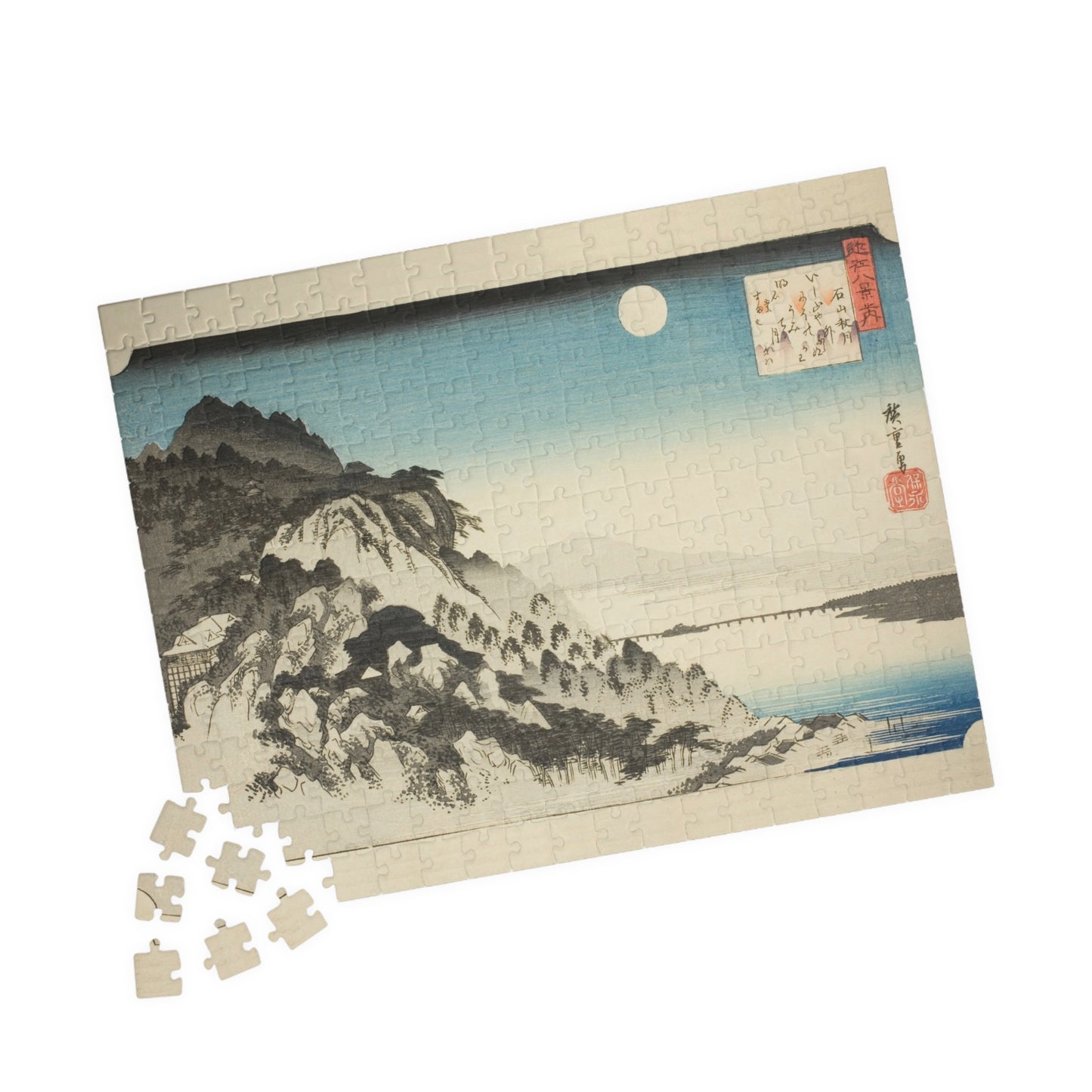 Ukiyo-e Jigsaw Puzzle (252 / 520-piece): Autumn Moon at Ishiyama – Utagawa Hiroshige | Ōmi Eight Views / Japanese Landscape Art